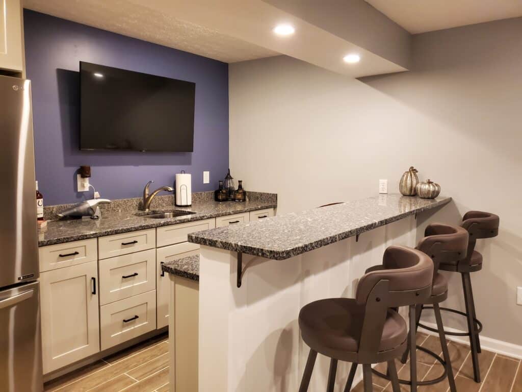 With Dickman Construction Company, LLC, experience a transformed basement in Carmel, IN.